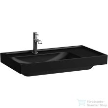   Laufen MEDA 80x46 cm-es falra/bútorra szerelhető mosdó túlfolyó nélkül,jobb oldali pulttal,matt fekete H8171167161111
