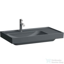   Laufen MEDA 80x46 cm-es falra/bútorra szerelhető mosdó túlfolyó nélkül,jobb oldali pulttal,matt grafit H8171167581111