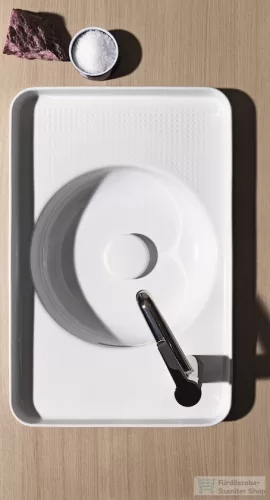 Laufen Val SaphirKeramik 55x36 cm-es beültethető mosdó, 1 csaplyukkal jobb oldalon,matt fehér H8172817571061