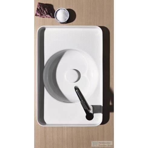 Laufen Val SaphirKeramik 55x36 cm-es beültethető mosdó, 1 csaplyukkal jobb oldalon,LCC Active bevonattal,fehér H817281A001061