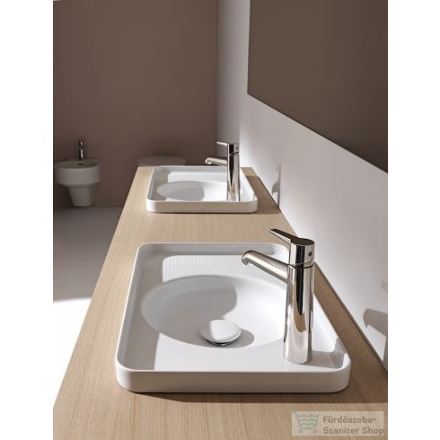 Laufen Val SaphirKeramik 55x36 cm-es beültethető mosdó, 1 csaplyukkal jobb oldalon,LCC Active bevonattal,fehér H817281A001061