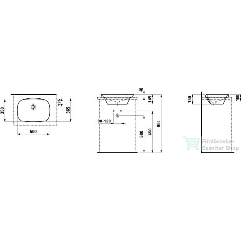 Laufen Ino 50x36,5cm-es beépíthető mosdó H8173020001091 ( 817302 )