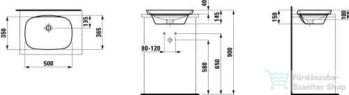 Laufen Ino 50x36,5cm-es beépíthető mosdó H8173020001091 ( 817302 )