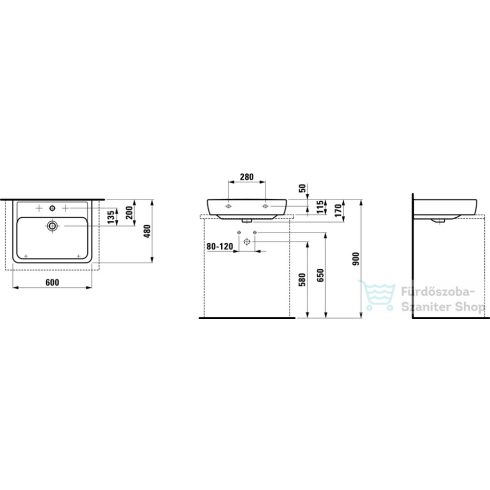 Laufen Pro 60x48 mosdótál, alsó felülete csiszolt H8179520001041( 817952 )