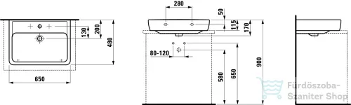 Laufen Pro 65x48 mosdótál, alsó felülete csiszolt H8179530001041( 817953 )