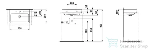 Laufen Pro S 55x38 cm-es csiszolt aljú mosdó,fehér H8179580001041