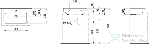Laufen Pro S 60x38 cm-es csiszolt aljú mosdó,fehér H8179590001041