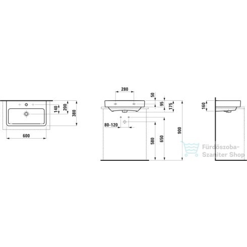 Laufen Pro S 60x38 cm-es csiszolt aljú mosdó LCC bevonattal,fehér H8179594001041