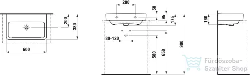 Laufen Pro S 60x38 cm-es csiszolt aljú mosdó csaplyuk és túlfolyó nélkül,LCC bevonattal,fehér H8179594001421