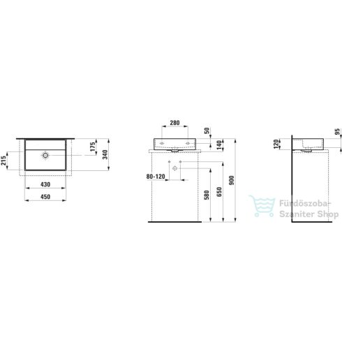 Laufen Kartell 45x34 cm-es csiszolt aljú mosdó csaplyuk nélkül,fehér H8183300001091
