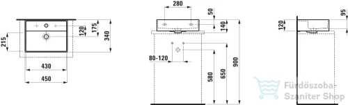 Laufen Kartell 45x34 cm-es csiszolt aljú mosdó LCC bevonattal,fehér H8183304001041