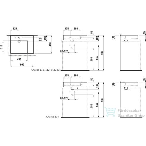 Laufen Kartell By Laufen 60x46 cm-es mosdó 1 csaplyukkal, matt fekete H8183347161111