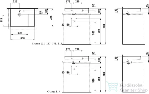 Laufen Kartell By Laufen 60x46 cm-es mosdó 2 csaplyukkal,matt fekete H8183347168151