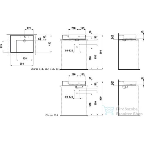 Laufen Kartell By Laufen 60x46 cm-es mosdó 1 csaplyukkal,fényes fekete H8183350201111