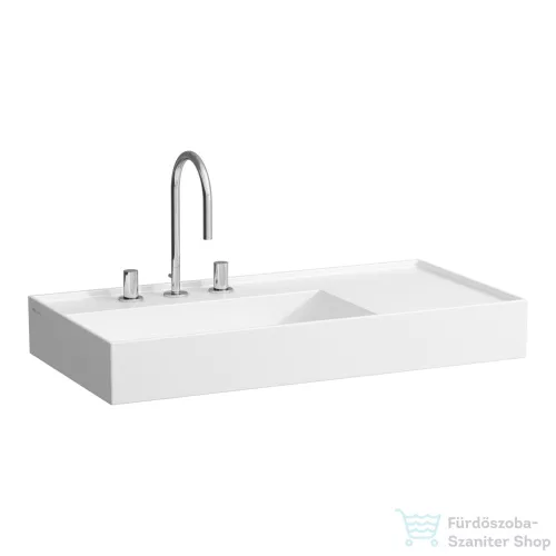 Laufen Kartell By Laufen 90x46 cm-es csiszolt aljú mosdó 3 csaplyukkal,LCC bevonattal,fehér H8183384001581