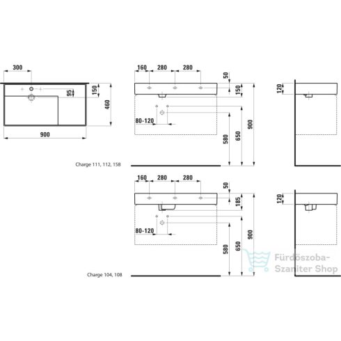 Laufen Kartell By Laufen 90x46 cm-es csiszolt aljú mosdó 3 csaplyukkal,LCC Active bevonattal,fehér H818338A001581