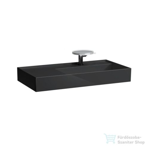 Laufen Kartell By Laufen 90x46 cm-es csiszolt aljú mosdó, bal oldali polccal,1 csaplyukkal,fényes fekete H8183390201111