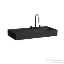   Laufen Kartell By Laufen 90x46 cm-es csiszolt aljú mosdó, bal oldali polccal,3 csaplyukkal,matt fekete H8183397161581