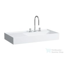   Laufen Kartell By Laufen 90x46 cm-es csiszolt aljú mosdó, bal oldali polccal,3 csaplyukkal,matt fehér H8183397571581