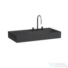   Laufen Kartell By Laufen 90x46 cm-es csiszolt aljú mosdó, bal oldali polccal,3 csaplyukkal,graphite matt H8183397581581
