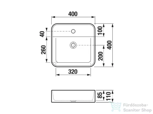 Jika Astra 40x40 cm-es pultra ültethető mosdó túlfolyó nélkül, matt fekete H8183617161111