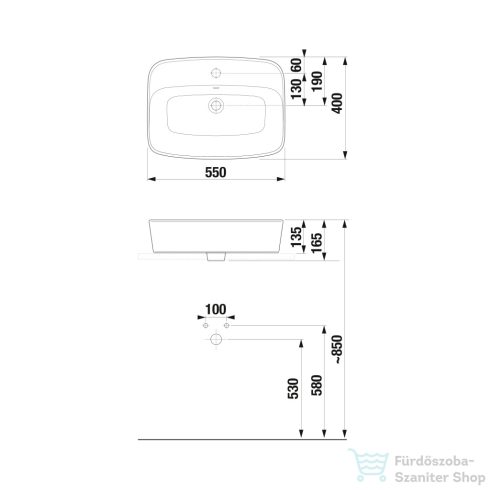 Jika Lyra Plus 55x40 cm-es pultra ültethető mosdó,matt fehér H8183827571041