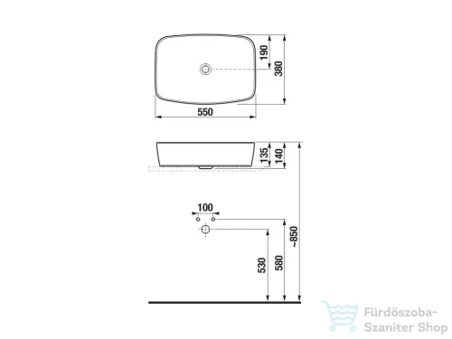 Jika LYRA PLUS 55x38 cm-es pultra ültethető mosdó, fehér H8183830001121