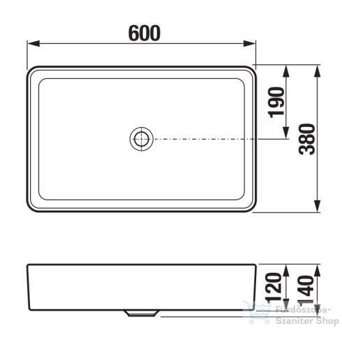 Jika Cubito Pure 60x38 cm-es pultra ültethető mosdó,matt fekete H8184277161121