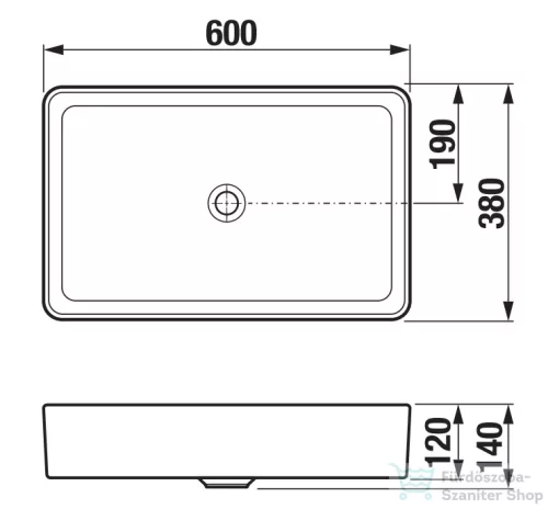 Jika Cubito Pure 60x38 cm-es pultra ültethető mosdó,matt fekete H8184277161121