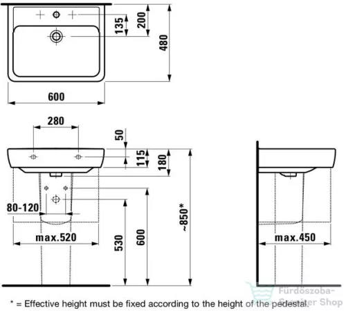Laufen Pro 60x48 cm mosdó H8189520001041 ( 818952 )