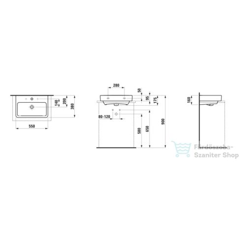 Laufen Pro S 55x38 cm-es mosdó LCC Active bevonattal,fehér H818958A001041