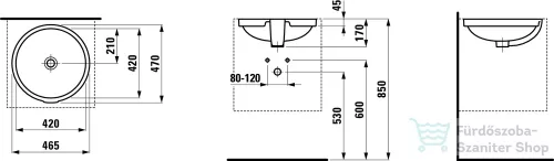 Laufen Pro 42cm-es alulról beépíthető mosdó, csiszolt felső felülettel H8189620001091 ( 818962 )