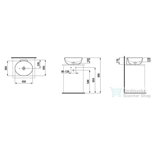 Laufen ILBAGNOALESSI 45x40,5 cm-es pultra ültethető mosdó kerámia lefolyószelep takaróval, caffe matt H8189761881091