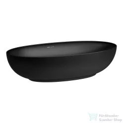   Laufen ILBAGNOALESSI 70x38 cm-es pultra ültethető mosdó kerámia lefolyószelep takaróval, matt fekete H8189777161121