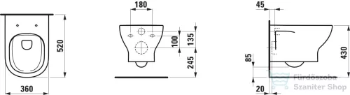 Laufen Lua Basic Rimless fali wc ülőke nélkül,LCC bevonattal,H8200814000001