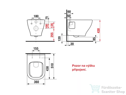 Jika DEEP BY JIKA rimless, mélyöblítéses fali WC ülőke nélkül, fehér H8206160000001