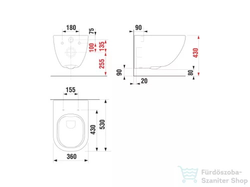 Jika MIO rimless fali WC ülőke nélkül, matt fekete H8207147160001
