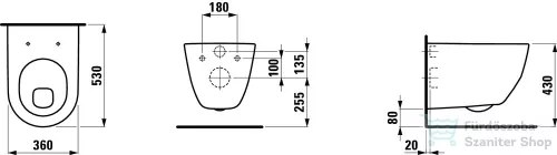 Laufen Pro lapos öblítésű fali WC H8209590000001 ( 820959 )