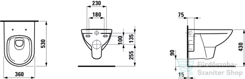 Laufen Pro Fali WC, perem nélküli, mély öblítésű H8209600000001 ( 820960 )