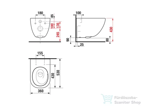 Jika MIO N Vortex rimless fali WC ülőke nélkül, matt fehér H8217147570001