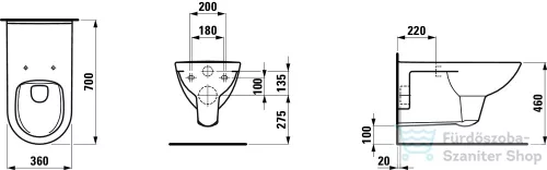 Laufen Pro Liberty fali WC, rimless, akadálymentes H8219540000001 ( 821954 )