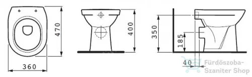 Laufen Pro álló WC, mélyöblítésű, vízszintes kifolyó H8219560000001 ( 821956 )