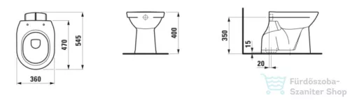 Laufen Pro mélyöblítésű,alsó kifolyású álló WC LCC bevonattal,,fehér H8219574000001