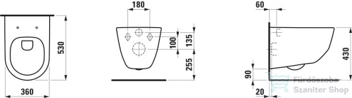 Laufen Pro mélyöblítésű fali rimless wc LCC bevonattal,fehér H8219664000001