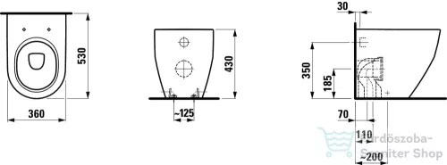 Laufen Pro álló WC, rimless, mélyöblítésű, Vario lefolyós H8229560000001 ( 822956 )