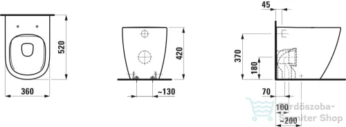 Laufen Lua perem nélküli álló wc ülőke nélkül,H8230810000001