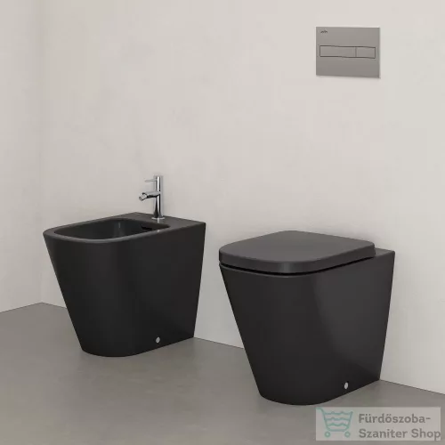 Laufen MEDA perem nélküli,mélyöblítésű,falhoz tolható álló wc,matt fekete H8231117160001