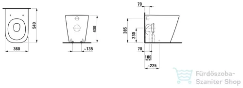 Laufen MEDA perem nélküli,mélyöblítésű,falhoz tolható álló wc,matt fehér H8231117570001