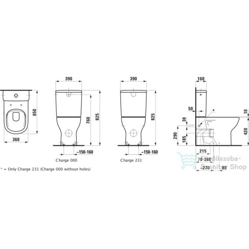 Laufen Lua perem nélküli monoblokkos wc tartály és ülőke nélkül (bal oldali vízbevezetéssel),LCC bevonattal,H8240814002311