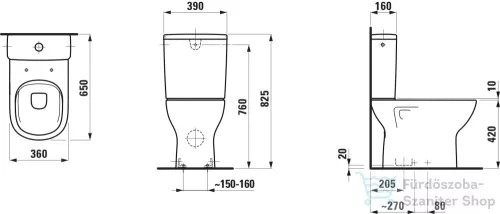 Laufen Lua perem nélküli hátsó kifolyású monoblokkos wc tartály és ülőke nélkül,LCC bevonattal,H8240864000001